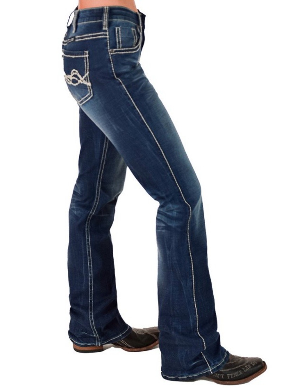 Womens Cowgirl Tuff Tan Edgy Flex Bootcut Jeans, 27 Short
